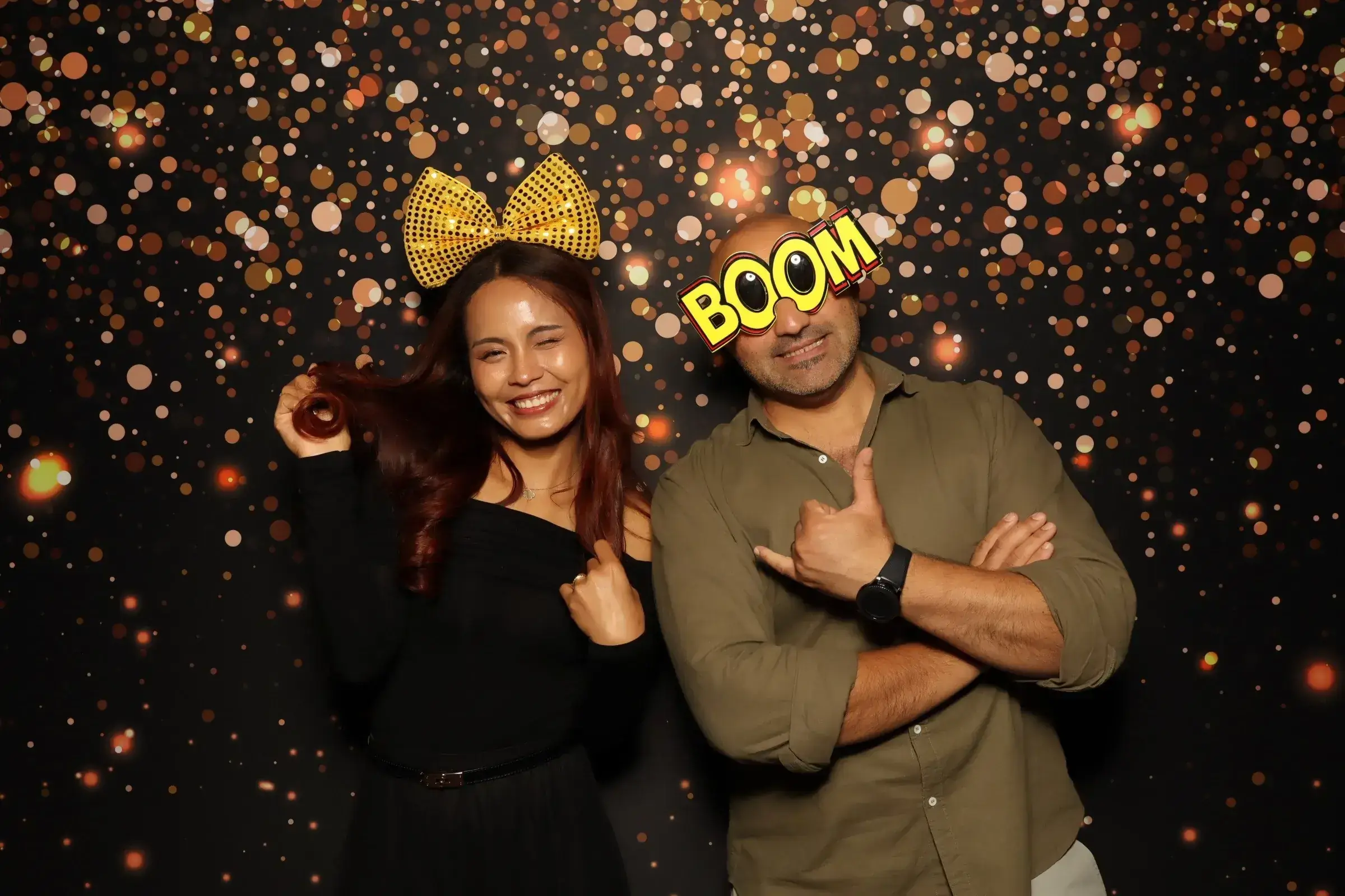 Corporate Christmas party guests using the Milas Events photo booth at William Inglis Hotel